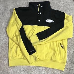 Volcom 1/4 Snap Fleece Men’s Longo She Crew Pullover  Size Large Faded Lemon